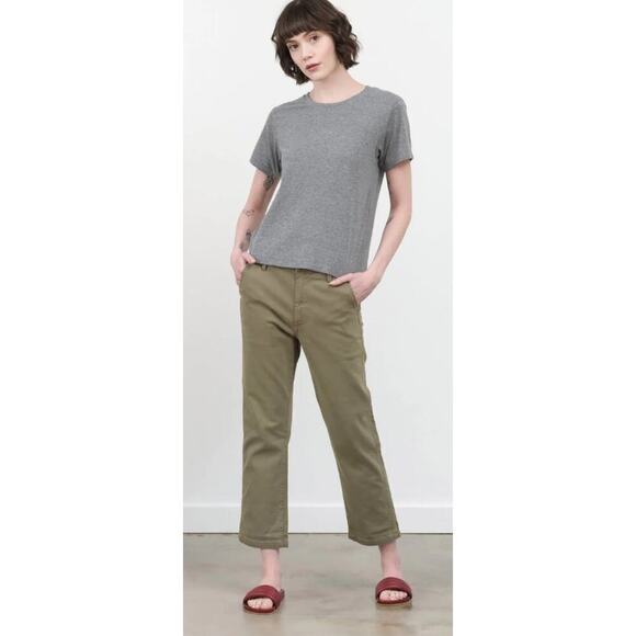 AMO Pants - AMO Easy Trouser Straight Leg Chino Pants Crop Size 28 (khaki army surplus)